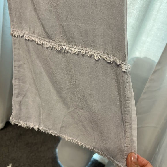 mod o doc Women’s Size XS TENCEL Blue CROPPED Pants Wide Leg W/slit Either Side - Picture 4 of 13